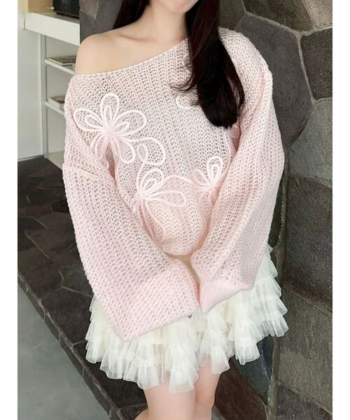 dazzlin（ダズリン）の「モヘアライクルーズニット（ニット/セーター・レディース・パープル/オフホワイト/ピンク/イエロー/ブルー・FREE）」の5枚目の写真