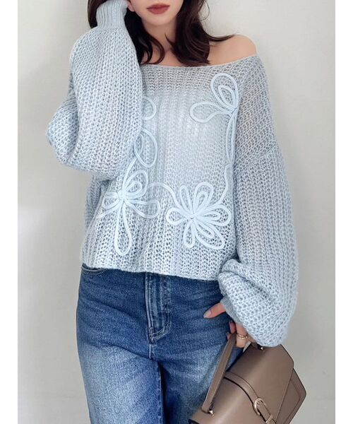 dazzlin（ダズリン）の「モヘアライクルーズニット（ニット/セーター・レディース・パープル/オフホワイト/ピンク/イエロー/ブルー・FREE）」の2枚目の写真