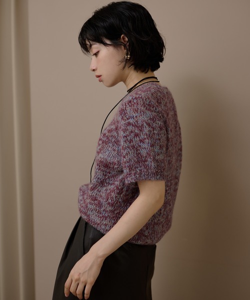 mohair wool mix knit /モヘアウール半袖ミックスニット（ニット