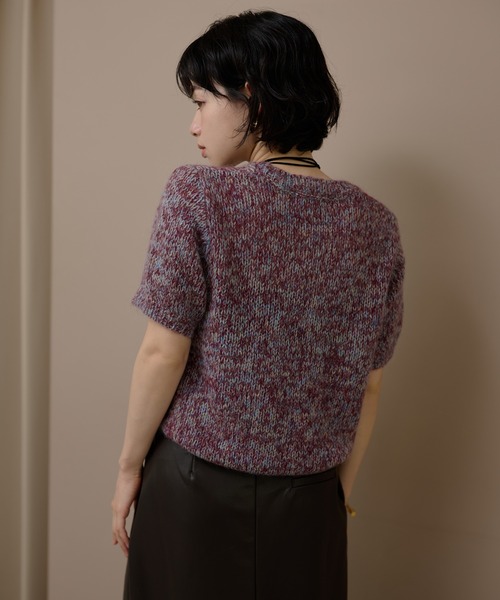 LAULEN（ローレン）の「mohair wool mix knit /モヘアウール半袖ミックスニット（ニット/セーター・レディース・ブラック/パープル/ブラウン・FREE）」の6枚目の写真