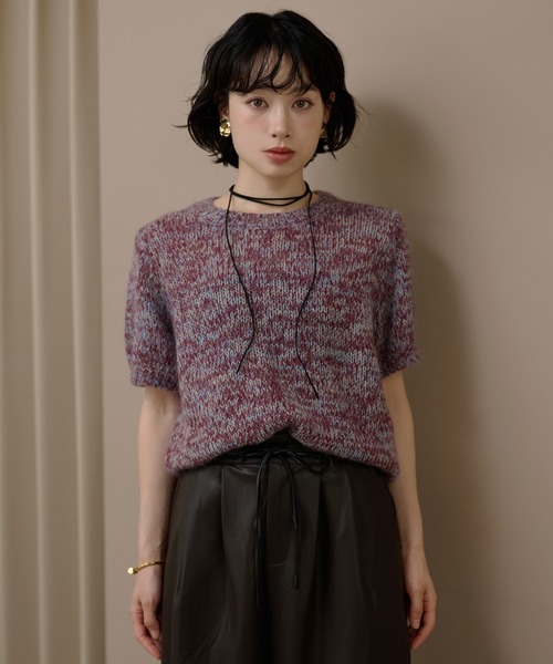 mohair wool mix knit /モヘアウール半袖ミックスニット（ニット