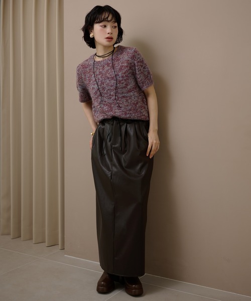 LAULEN（ローレン）の「mohair wool mix knit /モヘアウール半袖ミックスニット（ニット/セーター・レディース・ブラック/パープル/ブラウン・FREE）」の11枚目の写真