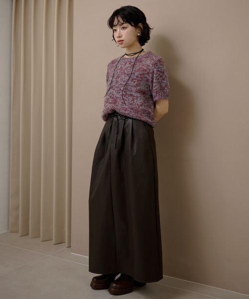 LAULEN（ローレン）の「mohair wool mix knit /モヘアウール半袖ミックスニット（ニット/セーター・レディース・ブラック/パープル/ブラウン・FREE）」の12枚目の写真