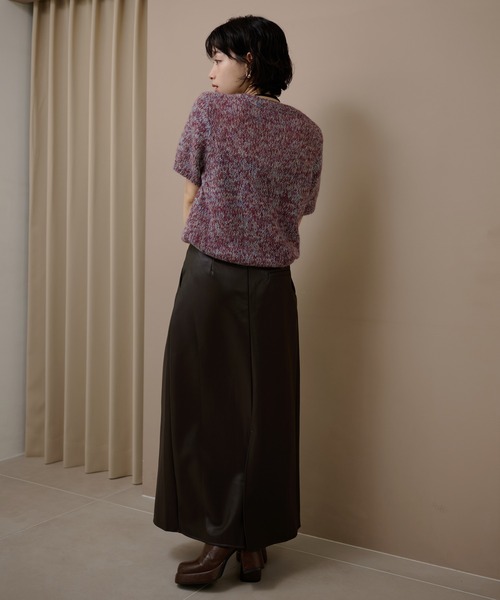 LAULEN（ローレン）の「mohair wool mix knit /モヘアウール半袖ミックスニット（ニット/セーター・レディース・ブラック/パープル/ブラウン・FREE）」の14枚目の写真