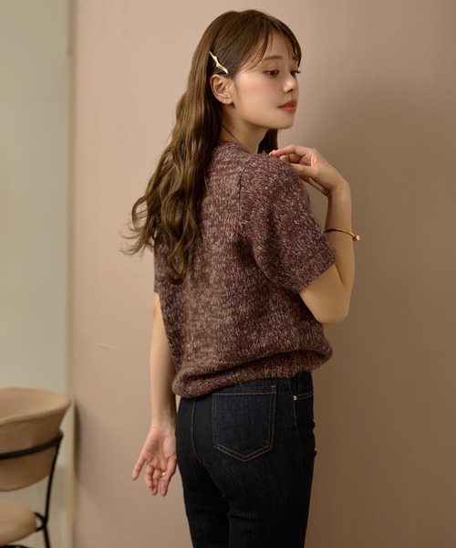 LAULEN（ローレン）の「mohair wool mix knit /モヘアウール半袖ミックスニット（ニット/セーター・レディース・ブラック/パープル/ブラウン・FREE）」の16枚目の写真