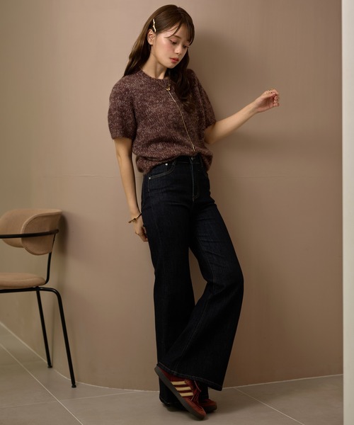 LAULEN（ローレン）の「mohair wool mix knit /モヘアウール半袖ミックスニット（ニット/セーター・レディース・ブラック/パープル/ブラウン・FREE）」の19枚目の写真
