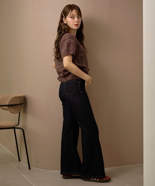 LAULEN（ローレン）の「mohair wool mix knit /モヘアウール半袖ミックスニット（ニット/セーター・レディース・ブラック/パープル/ブラウン・FREE）」の22枚目の写真