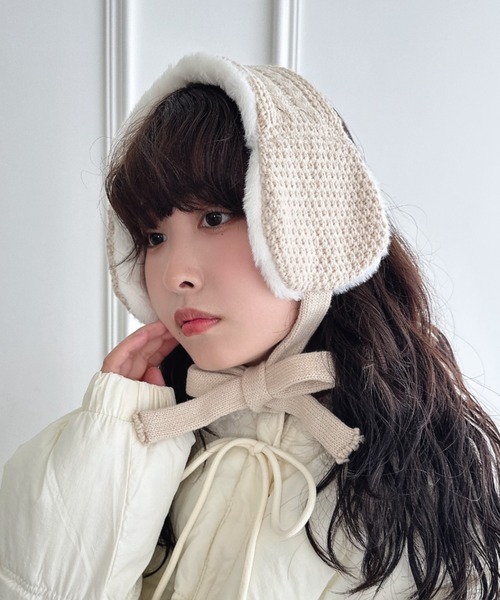 セール】ケーブルニットファーイヤーマフ（イヤーマフ）｜Loueme
