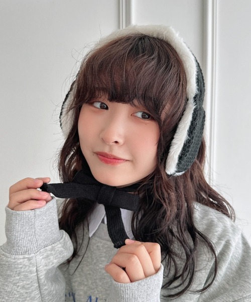 Lola ネイビーファー　イヤーマフ セール】 【WOMEN】【防寒 】フェイクファー イヤーマフ （ネック