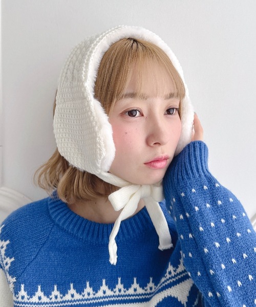 セール】ケーブルニットファーイヤーマフ（イヤーマフ）｜Loueme