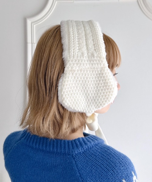 セール】ケーブルニットファーイヤーマフ（イヤーマフ）｜Loueme