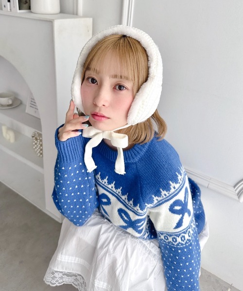 セール】ケーブルニットファーイヤーマフ（イヤーマフ）｜Loueme