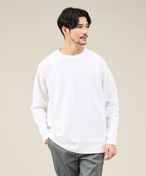 ABAHOUSE GRAY(アバハウスグレイ)の「ダブルジャージ 鹿の子 プルオーバー(Tシャツ/カットソー・メンズ・ホワイト/グレイッシュベージュ/セージグリーン/ネイビー/ブラック・46/48)」の2枚目の写真