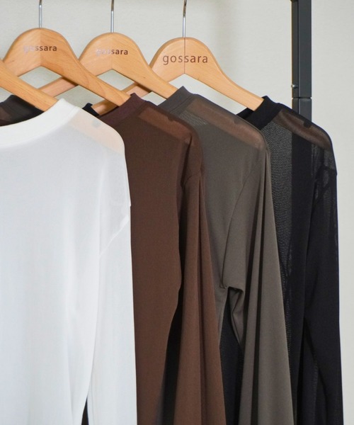 gossara(ゴサラ)の「【シンプル派におすすめ】前後2WAYヘンリーロンT(Tシャツ/カットソー・レディース・チャコール/ブラウン/オフホワイト/ブラック・FREE)」の20枚目の写真