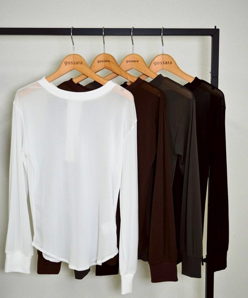 gossara(ゴサラ)の「【シンプル派におすすめ】前後2WAYヘンリーロンT(Tシャツ/カットソー・レディース・チャコール/ブラウン/オフホワイト/ブラック・FREE)」の19枚目の写真