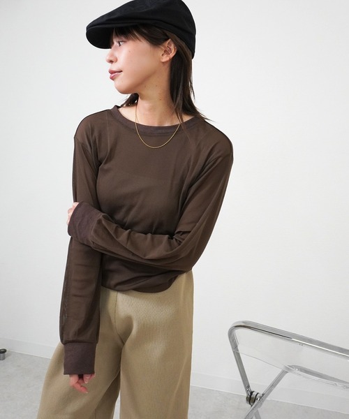 gossara(ゴサラ)の「【シンプル派におすすめ】前後2WAYヘンリーロンT(Tシャツ/カットソー・レディース・チャコール/ブラウン/オフホワイト/ブラック・FREE)」の15枚目の写真