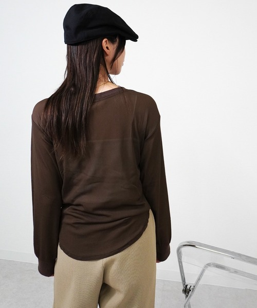 gossara(ゴサラ)の「【シンプル派におすすめ】前後2WAYヘンリーロンT(Tシャツ/カットソー・レディース・チャコール/ブラウン/オフホワイト/ブラック・FREE)」の17枚目の写真