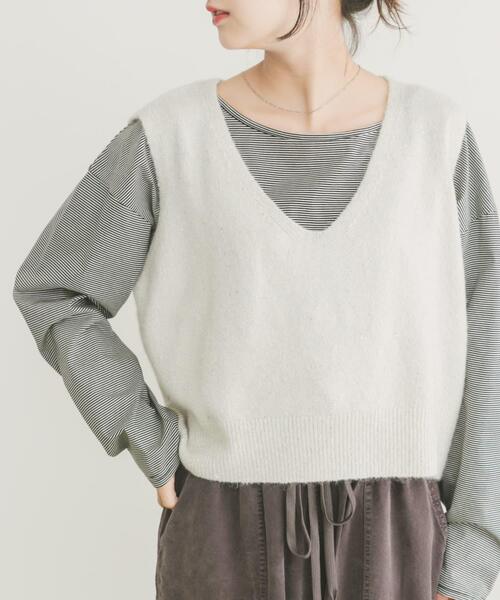 セール】スパンコールVネックニットベスト（ニット/セーター）｜ITEMS