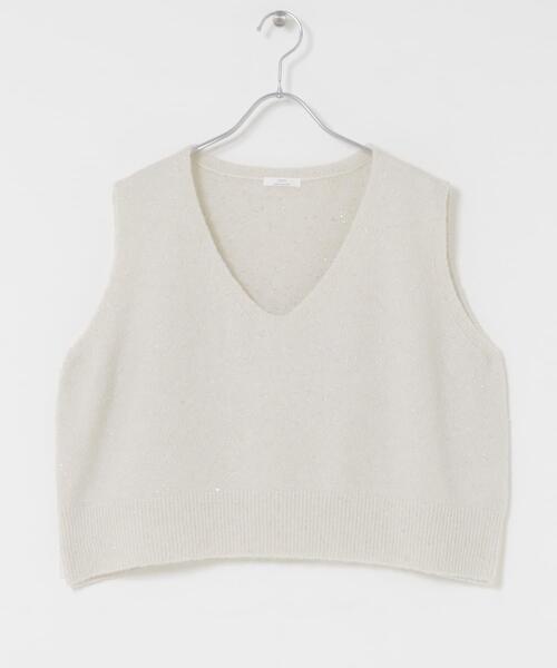 ITEMS URBANRESEARCH（アイテムズ アーバンリサーチ）の「スパンコールVネックニットベスト（ニット/セーター・レディース・ブラック/ブラウン/ホワイト・FREE）」の11枚目の写真