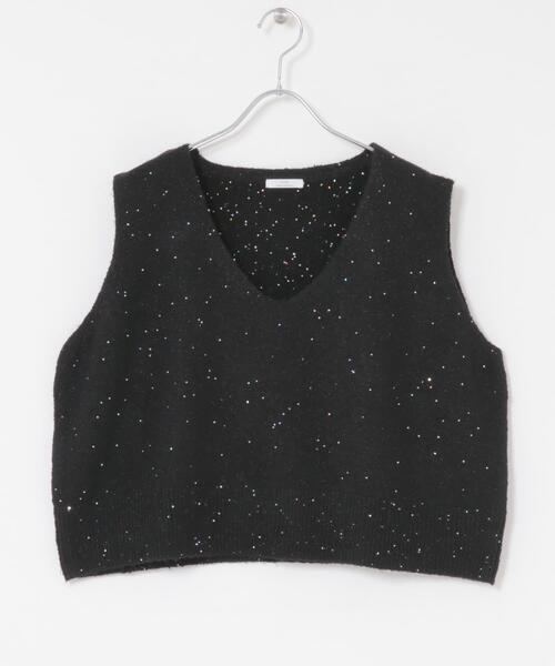 ITEMS URBANRESEARCH（アイテムズ アーバンリサーチ）の「スパンコールVネックニットベスト（ニット/セーター・レディース・ブラック/ブラウン/ホワイト・FREE）」の17枚目の写真