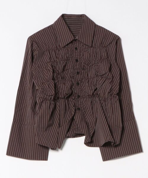 apres jour clair(アプレジュールクレア)の「【apres jour clair】シャーリングデザインシャツ(シャツ/ブラウス・レディース・アイボリー/ブラウン系その他/ベージュ・X-LARGE/フリー)」の6枚目の写真