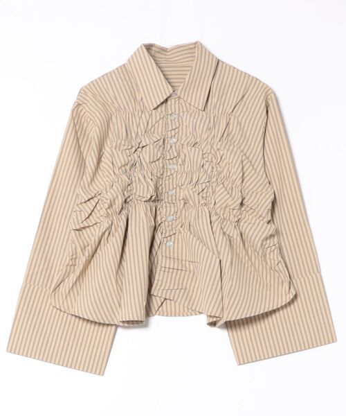 apres jour clair(アプレジュールクレア)の「【apres jour clair】シャーリングデザインシャツ(シャツ/ブラウス・レディース・アイボリー/ブラウン系その他/ベージュ・X-LARGE/フリー)」の7枚目の写真