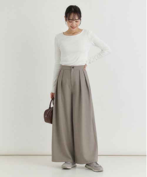 Right-on(ライトオン)の「HONEYSUCKLE ROSE(ハニーサックルローズ)【レディース】【「楽」して「ちゃんと見え」が一番使える!】ウール調ワイドパンツ /セットアップ対応(その他パンツ・レディース・ダークグレー/ブラウン/グレー・M/L/S)」の18枚目の写真