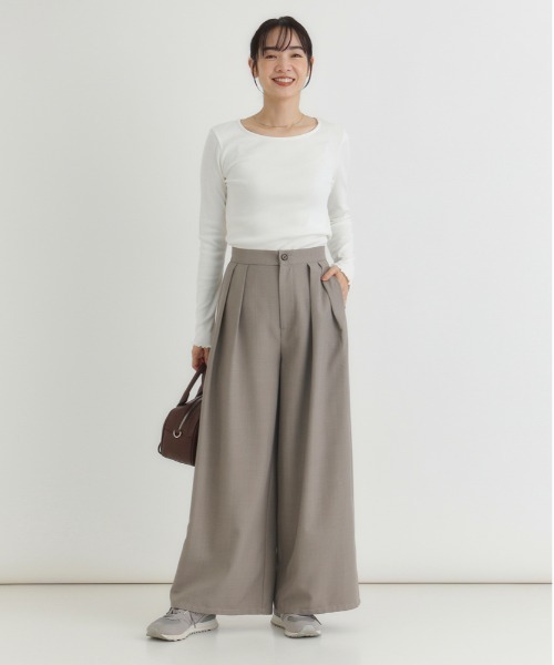 Right-on(ライトオン)の「HONEYSUCKLE ROSE(ハニーサックルローズ)【レディース】【「楽」して「ちゃんと見え」が一番使える!】ウール調ワイドパンツ /セットアップ対応(その他パンツ・レディース・ダークグレー/ブラウン/グレー・M/L/S)」の19枚目の写真
