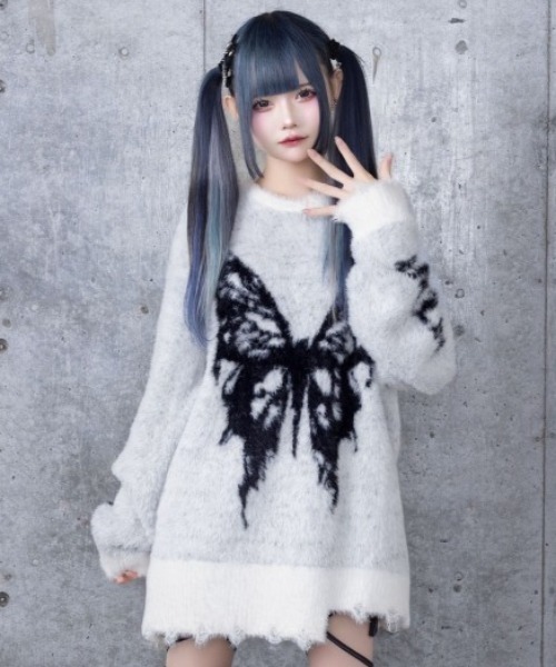 Amilige（アミリージュ）の「バタフライジャカードシャギーニット