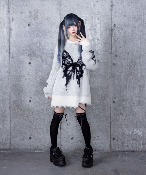 Amilige（アミリージュ）の「バタフライジャカードシャギーニット