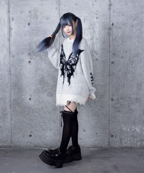 Amilige（アミリージュ）の「バタフライジャカードシャギーニット