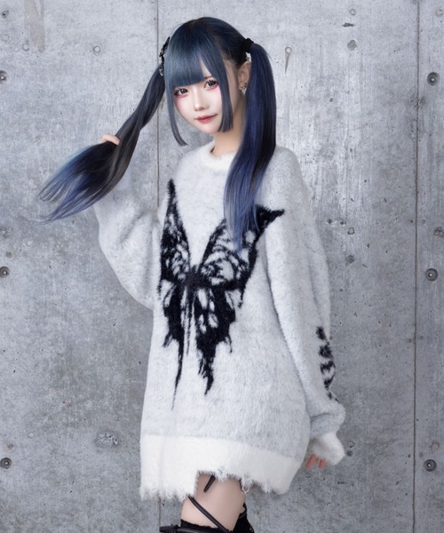 Amilige（アミリージュ）の「バタフライジャカードシャギーニット