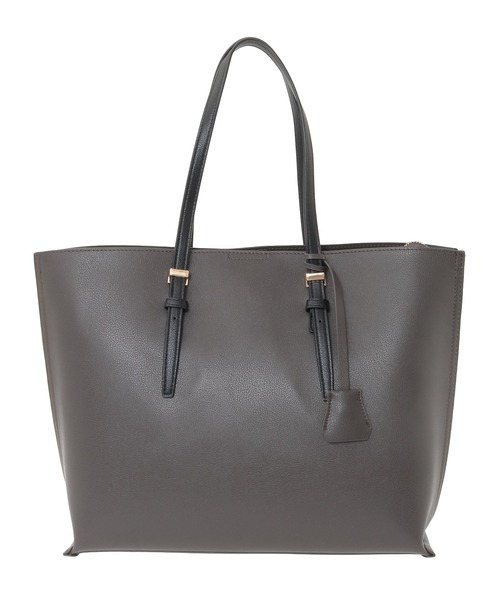 Green　Parks（グリーンパークス）の「・KOSSORECO バイカラーA4トート（トートバッグ・レディース・カーキ/グレイッシュベージュ/チャコールグレー・FREE）」の2枚目の写真