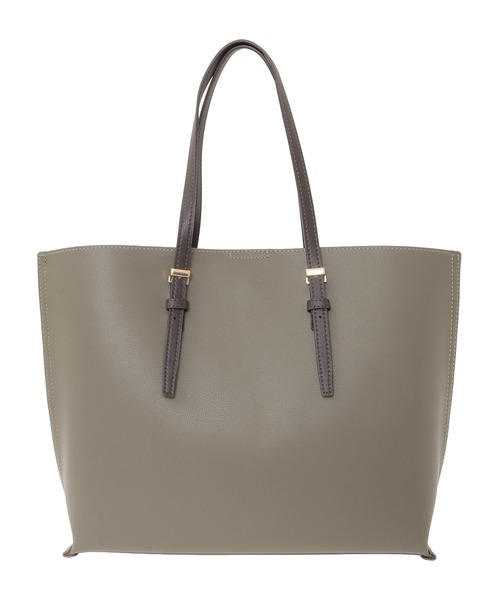Green　Parks（グリーンパークス）の「・KOSSORECO バイカラーA4トート（トートバッグ・レディース・カーキ/グレイッシュベージュ/チャコールグレー・FREE）」の4枚目の写真