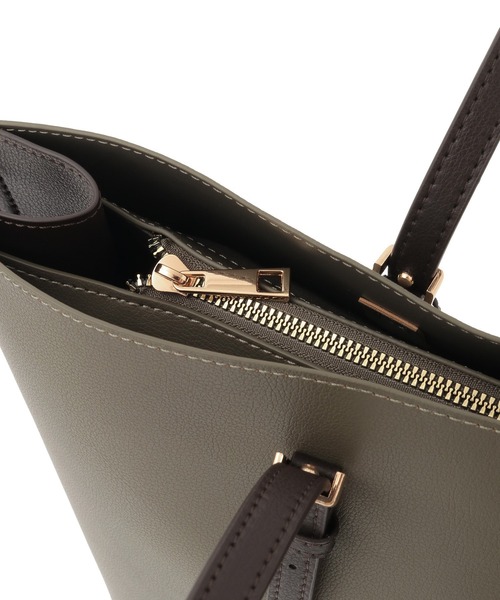 Green　Parks（グリーンパークス）の「・KOSSORECO バイカラーA4トート（トートバッグ・レディース・カーキ/グレイッシュベージュ/チャコールグレー・FREE）」の9枚目の写真