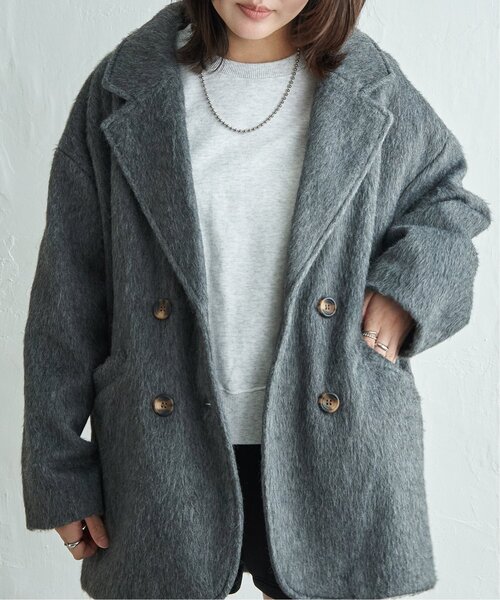 VENCEEXCHANGE（ヴァンスエクスチェンジ）の「シャギーテーラージャケット（テーラードジャケット・レディース・ブラウン/チャコール/オフホワイト・FREE）」の20枚目の写真