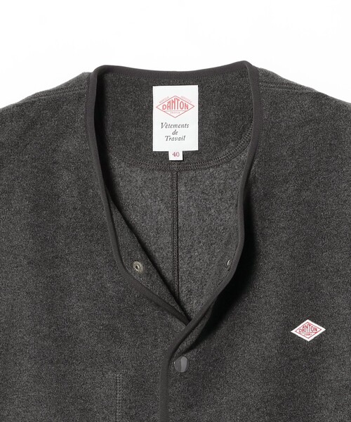 DANTON（ダントン）の「DANTON / メンズ フリース カラーレス ジャケット / JD-8939（ノーカラージャケット・メンズ・ブラック/カーキ/チャコールグレー・S/M/L/XL）」の7枚目の写真