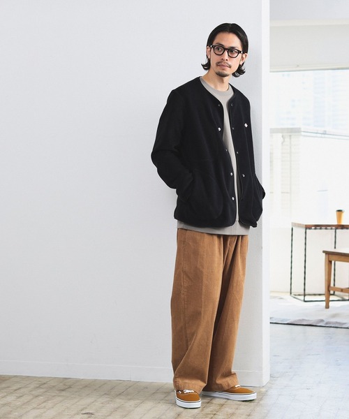 DANTON（ダントン）の「DANTON / メンズ フリース カラーレス ジャケット / JD-8939（ノーカラージャケット・メンズ・ブラック/カーキ/チャコールグレー・S/M/L/XL）」の22枚目の写真