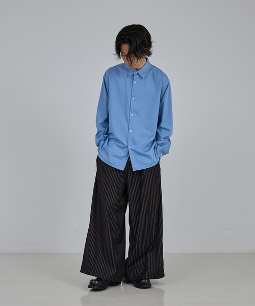 AH ABAHOUSE（エーエイチアバハウス）の「LOOSE FIT LONG SLEEVE SHIRT / ルーズフィット ロングスリーブシャツ（シャツ/ブラウス・メンズ・ホワイト/チャコールグレー/ブラック/ネイビー/ブルー・46/48/44）」の6枚目の写真