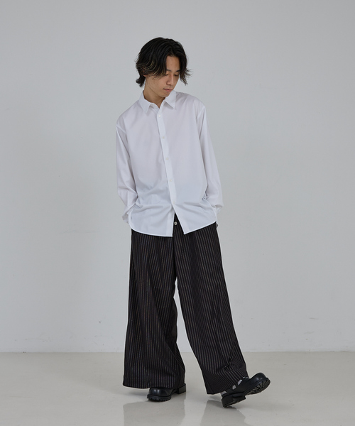 AH ABAHOUSE（エーエイチアバハウス）の「LOOSE FIT LONG SLEEVE SHIRT / ルーズフィット ロングスリーブシャツ（シャツ/ブラウス・メンズ・ホワイト/チャコールグレー/ブラック/ネイビー/ブルー・46/48/44）」の16枚目の写真