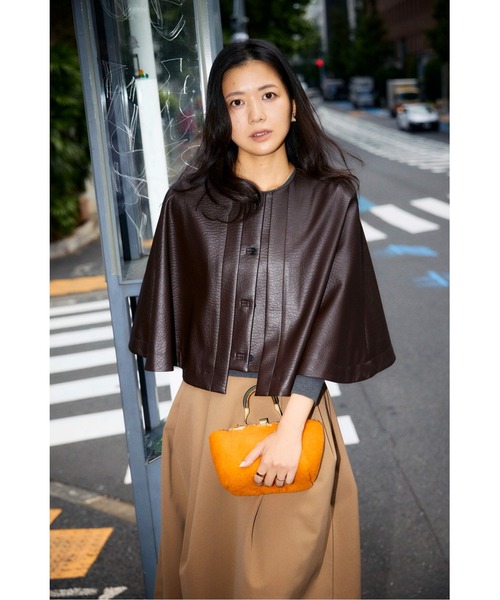 セール】COLUMN / レザーライク ケープ ジャケット（その他アウター