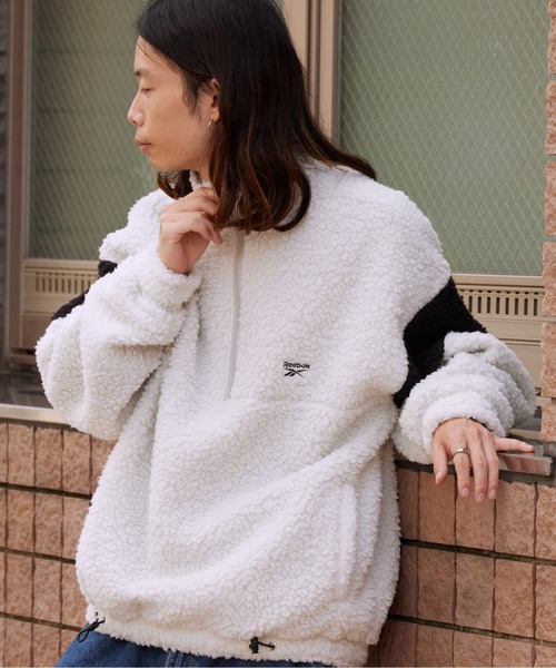 メンズウェア BOA FLEECE HALF ZIP PULLOVER JACKET Reebok/リーボック HALF ZIP BOA FLEECE BLOUSONブランドロゴ