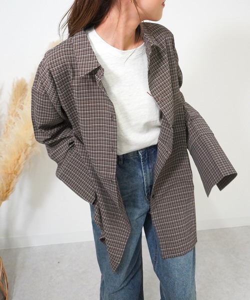 gossara（ゴサラ）の「【程よいオーバーサイズ】チェックビックカフスシャツ（シャツ/ブラウス・レディース・ブラウン/アイボリー/ブラック・FREE）」の12枚目の写真