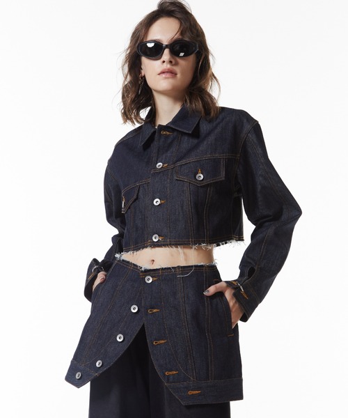 JOSE MOON(ジョゼムーン)の「CROP DENIM JACKET/クロップデニムジャケット(デニムジャケット・レディース・ブルー/ブラック/インディゴブルー・FREE)」の2枚目の写真