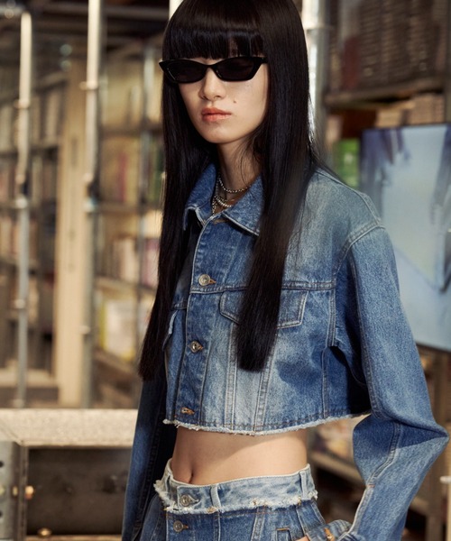 JOSE MOON(ジョゼムーン)の「CROP DENIM JACKET/クロップデニムジャケット(デニムジャケット・レディース・ブルー/ブラック/インディゴブルー・FREE)」の3枚目の写真