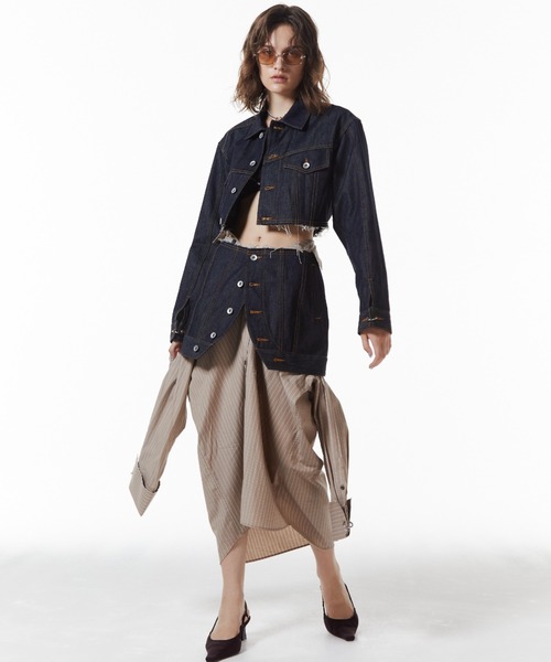 JOSE MOON(ジョゼムーン)の「CROP DENIM JACKET/クロップデニムジャケット(デニムジャケット・レディース・ブルー/ブラック/インディゴブルー・FREE)」の19枚目の写真
