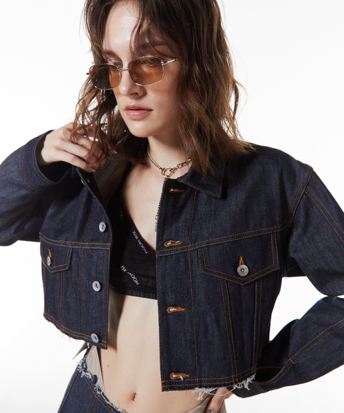 JOSE MOON(ジョゼムーン)の「CROP DENIM JACKET/クロップデニムジャケット(デニムジャケット・レディース・ブルー/ブラック/インディゴブルー・FREE)」の20枚目の写真