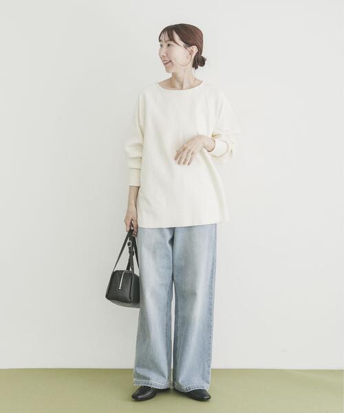 ITEMS URBANRESEARCH(アイテムズ アーバンリサーチ)の「インレーダンボールプルオーバー(Tシャツ/カットソー・レディース・オフホワイト/ベージュ/ブラック・FREE)」の5枚目の写真