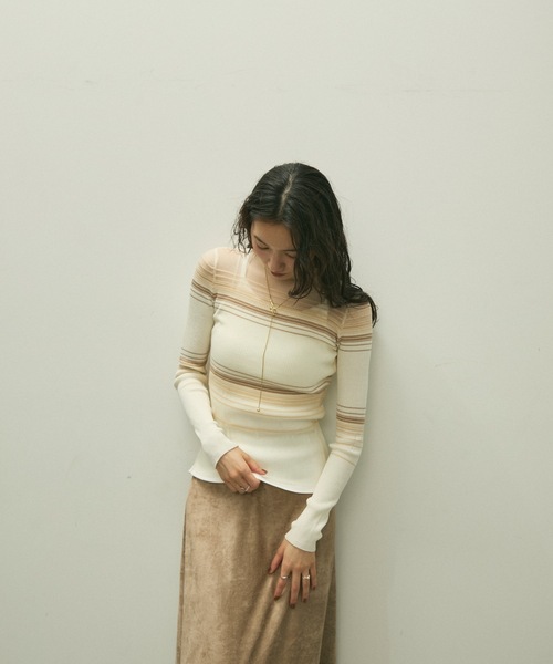 Lutim by u(ルチバイユー)の「Eco suede easy skirt / エコスエードイージースカート(スカート・レディース・ベージュ/ブラック・FREE)」の6枚目の写真