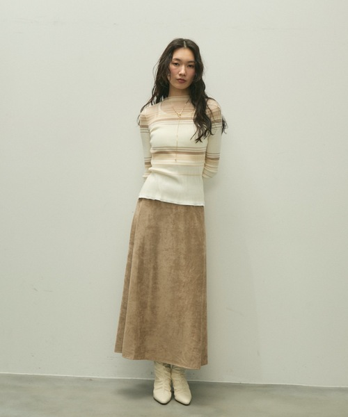 Lutim by u(ルチバイユー)の「Eco suede easy skirt / エコスエードイージースカート(スカート・レディース・ベージュ/ブラック・FREE)」の7枚目の写真